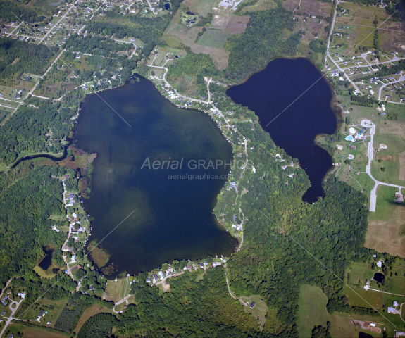 Pleasant Lake and Pero Lake in Lapeer County, Michigan